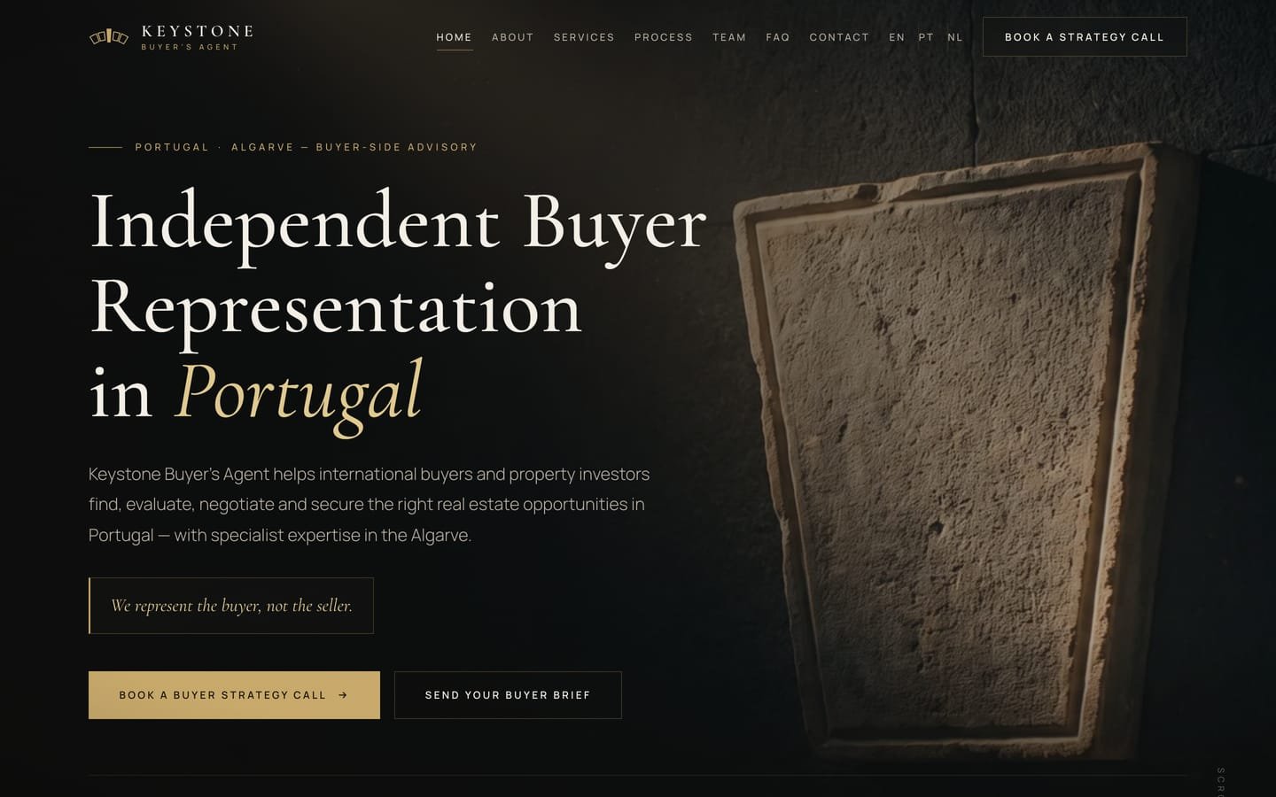 The Keystone Buyer’s Agent website on a desktop screen.